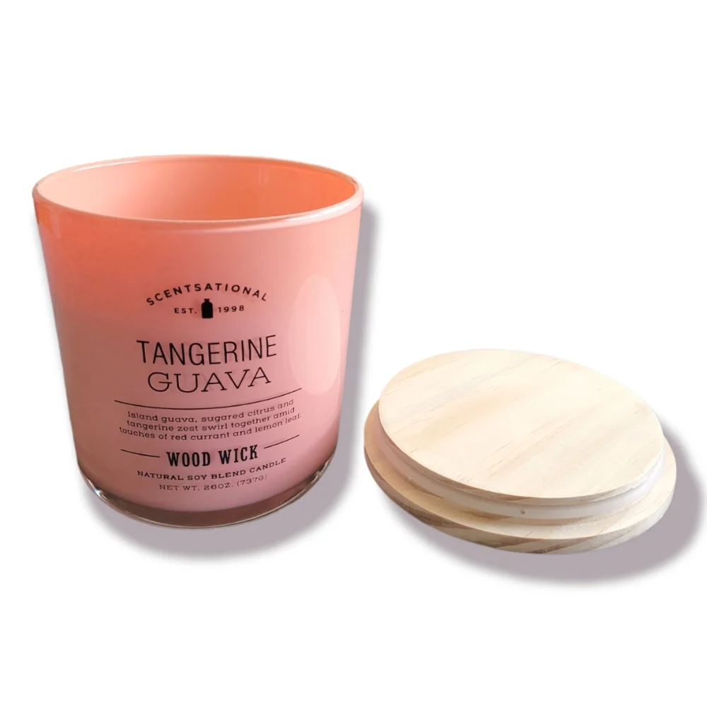 Scentsational Tangerine Guava Double Wood Wick Natural Soy Candle, 26oz - Picture 4 of 6